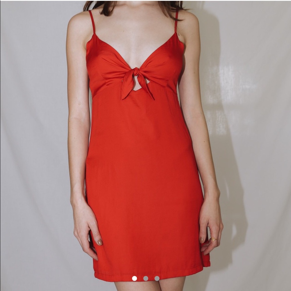 Gorgeous red mini dress with tie-front detail